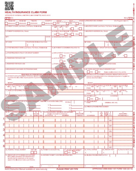 CMS 1500 form