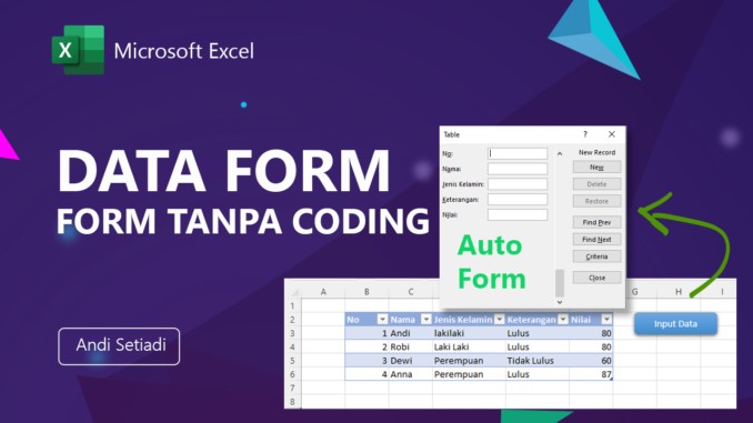 Excel Form without Coding: Streamline data entry in Excel by using the automatic form feature, no coding required.