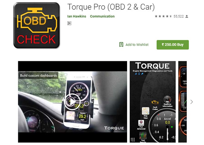 Torque Pro dashboard displaying real-time car data